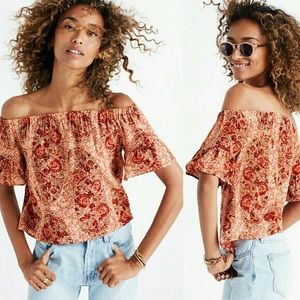 Madewell 100% silk off the shoulder top